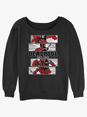 Marvel Deadpool Action Panels Womens Slouchy Sweatshirt