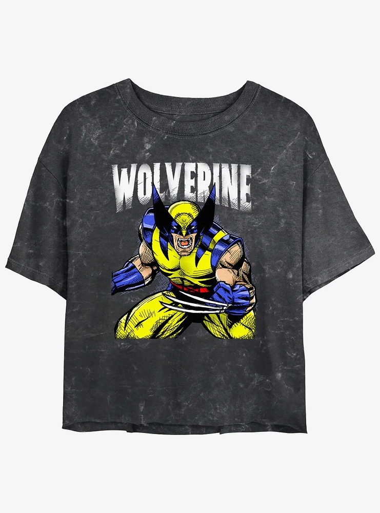 Wolverine Rage On Womens Mineral Wash Crop T-Shirt