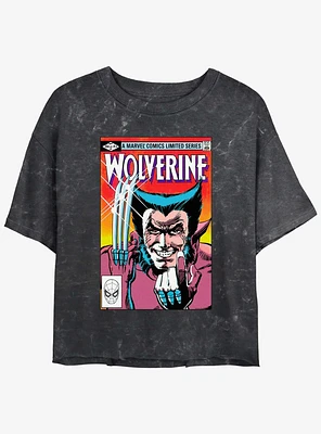 Wolverine Comic Cover Womens Mineral Wash Crop T-Shirt