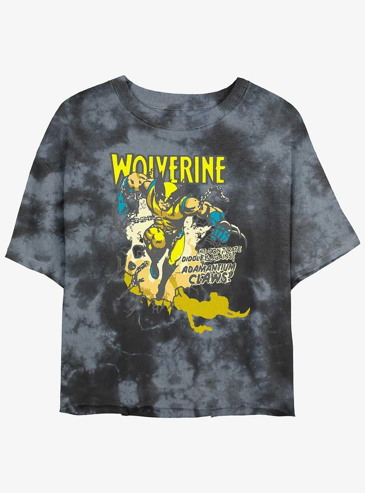 Wolverine Adamantium Time Womens Tie-Dye Crop T-Shirt