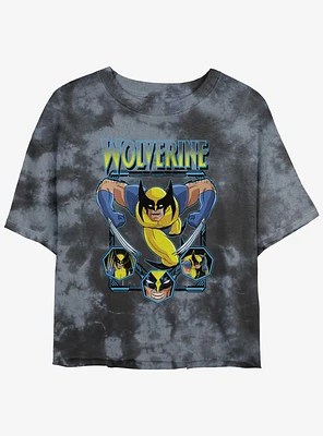 Wolverine Animated Attack Womens Tie-Dye Crop T-Shirt