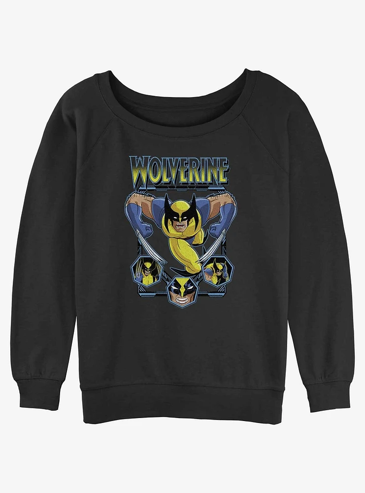 Wolverine Animated Attack Womens Slouchy Sweatshirt