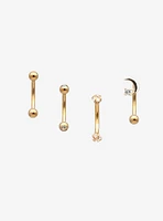 16G Steel Moon Bling Eyebrow Barbell 4 Pack