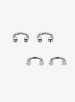 16G Steel Star Gem Labret Circular Barbell 4 Pack