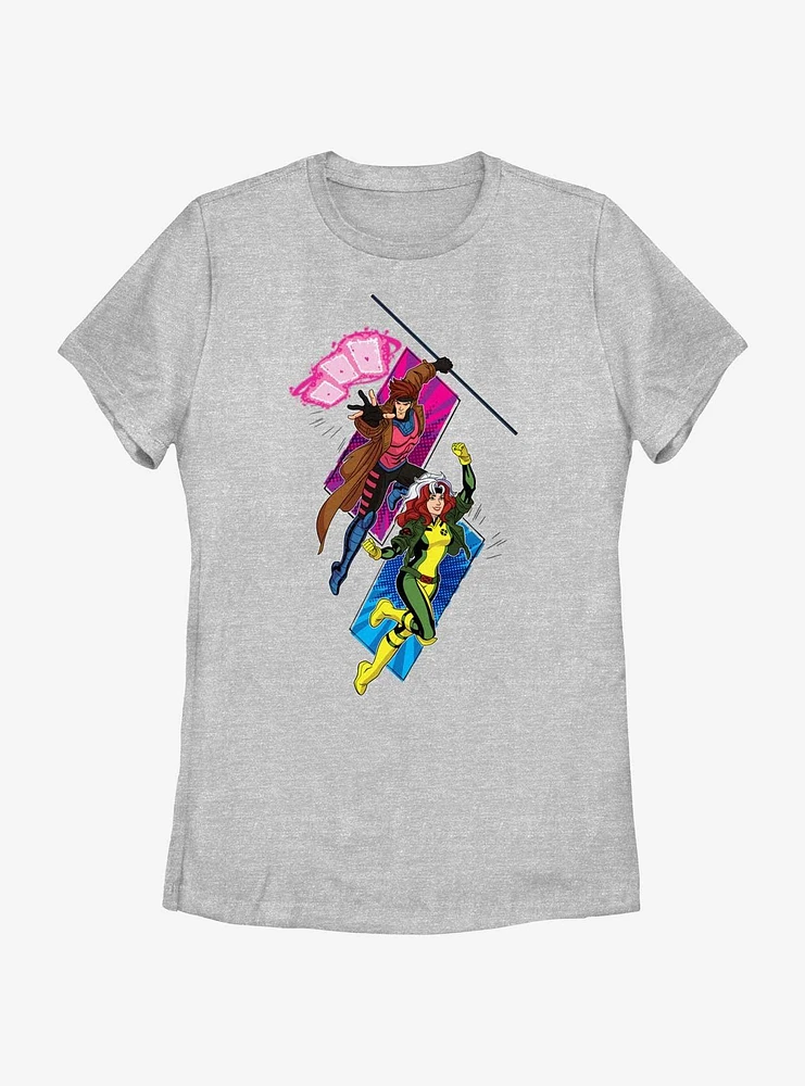 Marvel X-Men '97 Gambit And Rogue Attack Womens T-Shirt