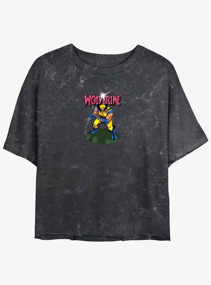 Wolverine Action Pose Womens Mineral Wash Crop T-Shirt