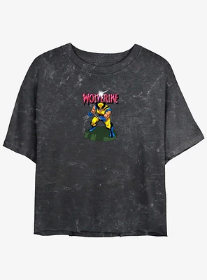 Wolverine Action Pose Womens Mineral Wash Crop T-Shirt