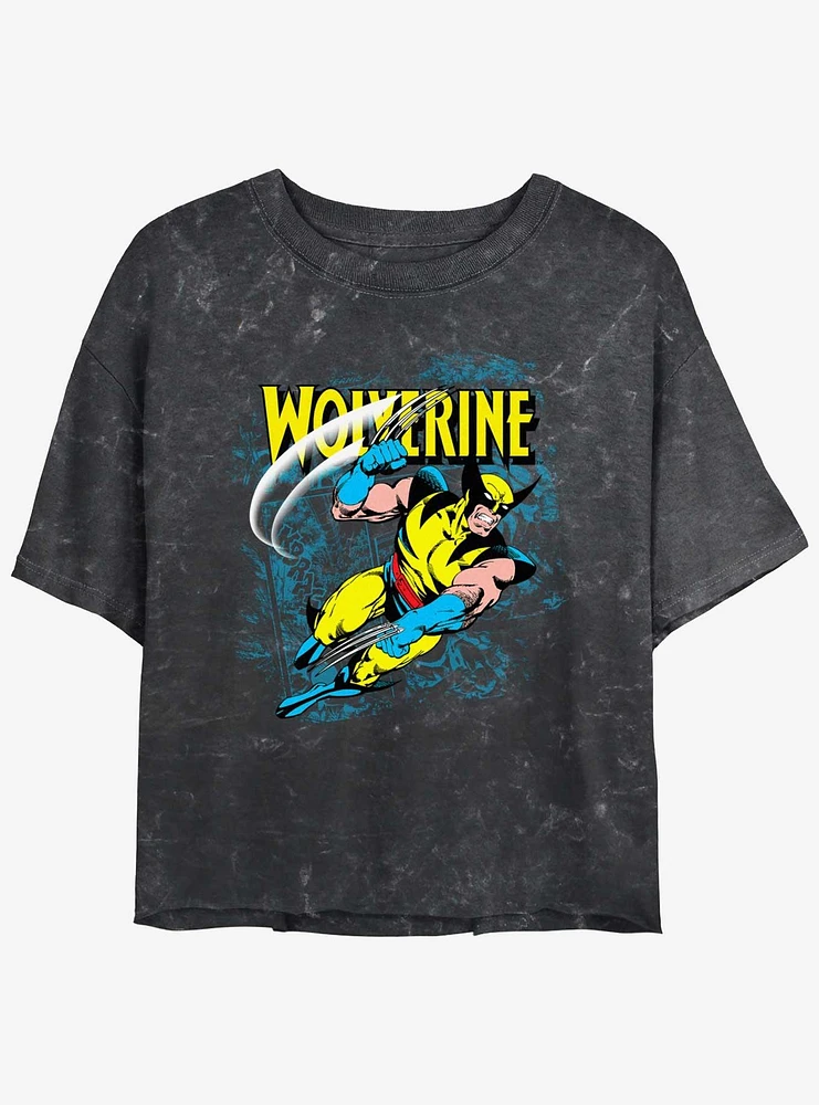 Wolverine Wolf Slash Womens Mineral Wash Crop T-Shirt