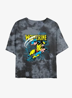 Wolverine Wolf Slash Womens Tie-Dye Crop T-Shirt