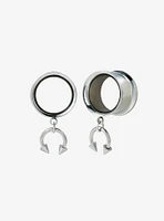 Steel Silver Circular Barbell Charm Plug 2 Pack