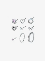 Steel Heart Bling Nose Stud & Hoop 9 Pack