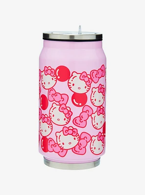 Hello Kitty Pink Bows & Boba Soda Can Water Bottle