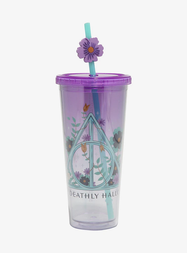 Harry Potter Deathly Hallows Floral Acrylic Travel Cup