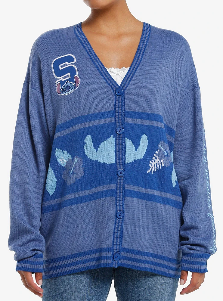 Disney Stitch Tropical Flowers Varsity Girls Cardigan