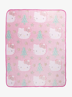 Hello Kitty Holiday Glitter Throw Blanket