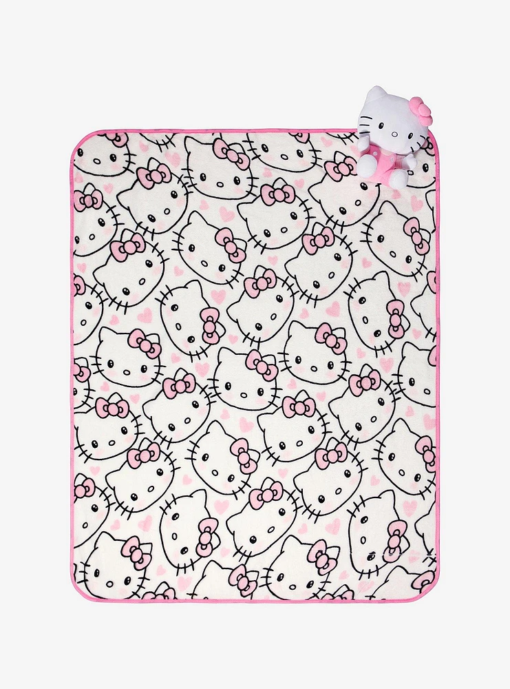 Hello Kitty Pink Plush & Throw Blanket Set