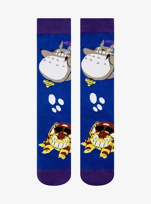 Studio Ghibli My Neighbor Totoro Cat Bus and Totoro Allover Print Crew Socks - BoxLunch Exclusive