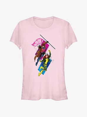 Marvel X-Men '97 Gambit And Rogue Attack Girls T-Shirt