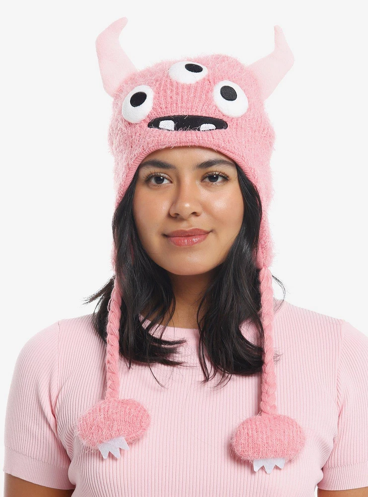 Pink Monster 3D Horn Fuzzy Tassel Beanie