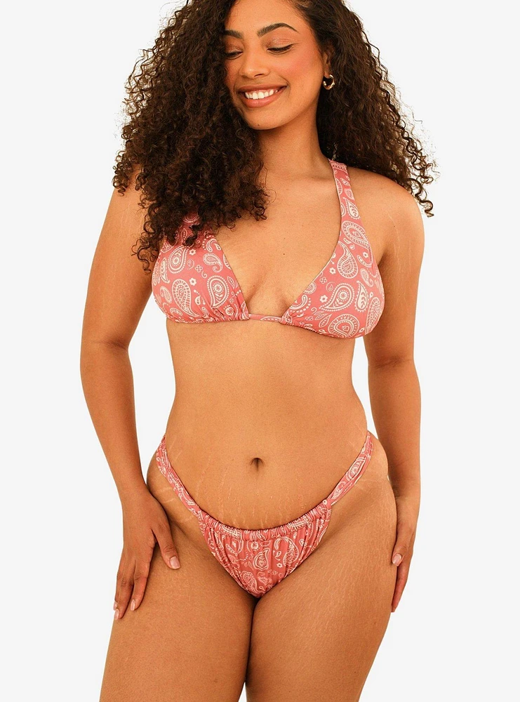 Dippin' Daisy's Descanso Tie Triangle Swim Top Pink Paisley