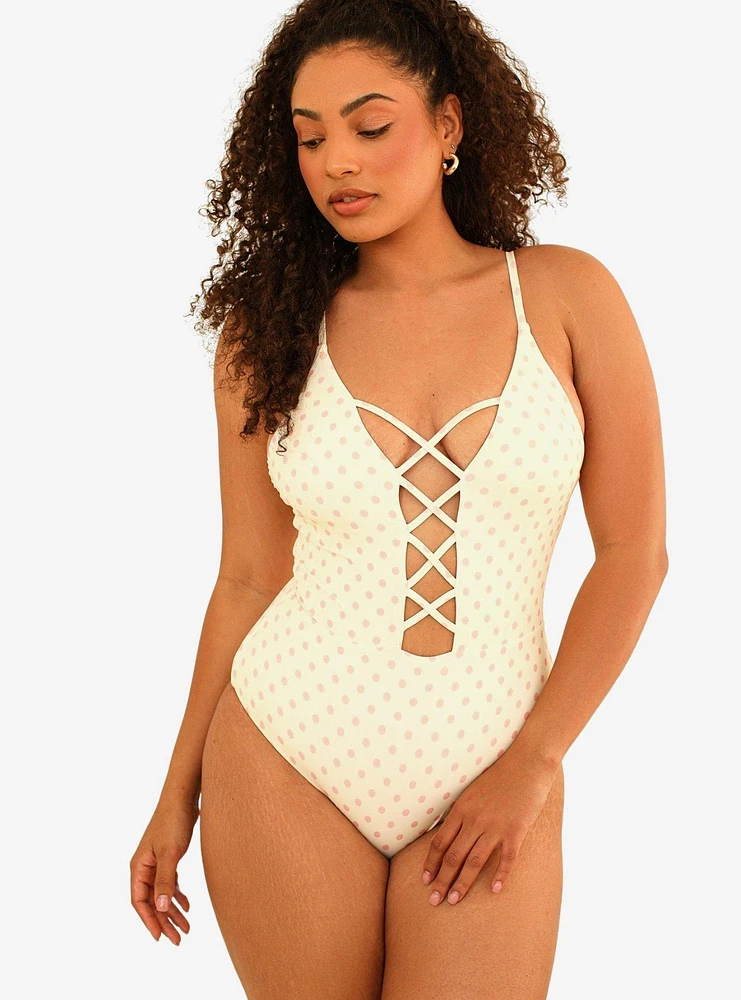 Dippin' Daisy's Bliss Moderate Coverage Swim One Piece Dotted Pink