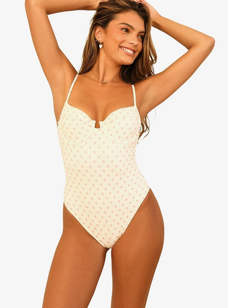Dippin' Daisy's Saltwater Thigh High Cut Swim One Piece Dotted Pink