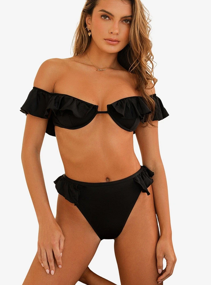 Dippin' Daisy's Poppi High Waisted Cheeky Swim Bottom Black