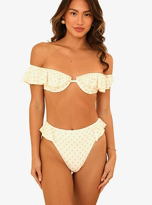 Dippin' Daisy's Poppi High Waisted Cheeky Swim Bottom Dotted Pink