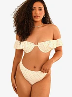 Dippin' Daisy's Kate Off Shoulder Underwire Swim Top Dotted Pink