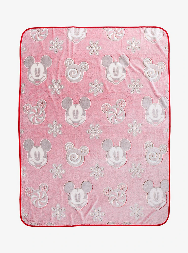 Disney Mickey Mouse Snowflakes Peppermint Throw Blanket