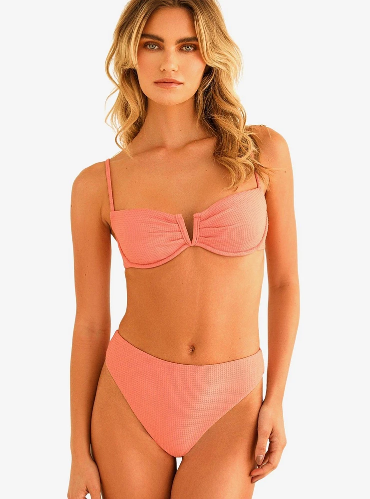 Dippin' Daisy's Seashore High Waisted Swim Bottom Tea Rose Waffle