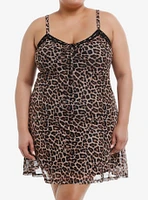 Social Collision Cheetah Print Mesh Cami Dress Plus