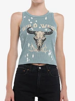 Wild West Longhorn Skull Splatter Girls Tank Top