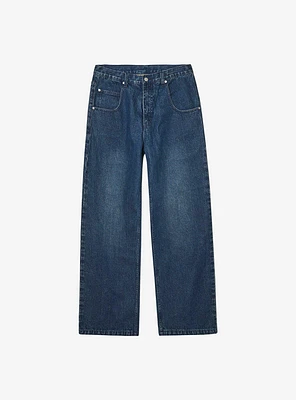 WeSC Jay Wide Leg Jeans Med Wash Denim