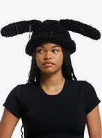 Black 3D Bunny Ear Pierced Fuzzy Beanie