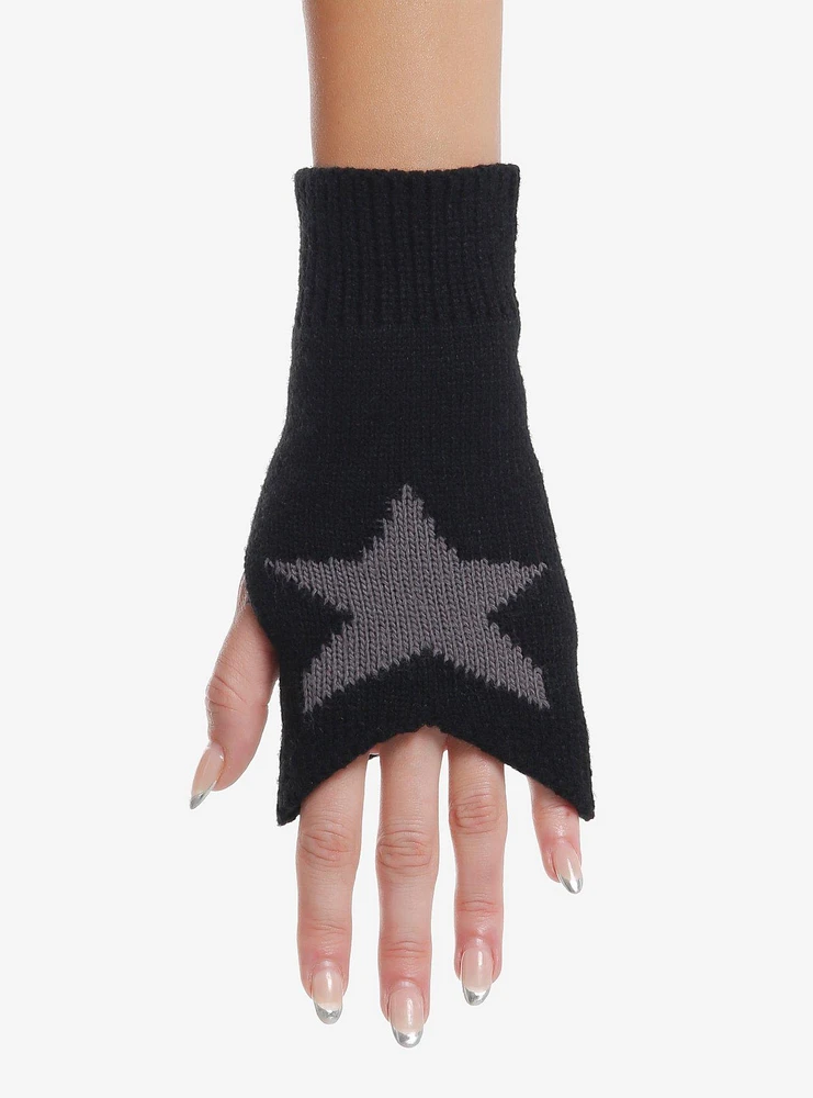 Black & Grey Star Angular Fingerless Gloves