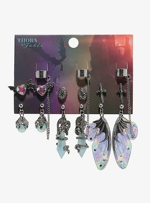 Thorn & Fable Dragon Crystal Wing Cuff Earring Set