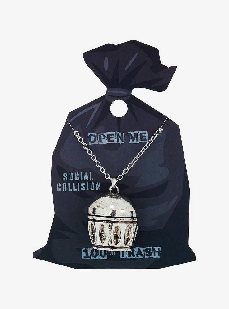 Social Collision Trash Can Rat Locket Necklace