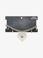 Social Collision Spiderweb Heart Spike Choker Necklace