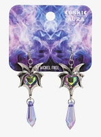 Cosmic Aura Dragon Wing Heart Drop Earrings