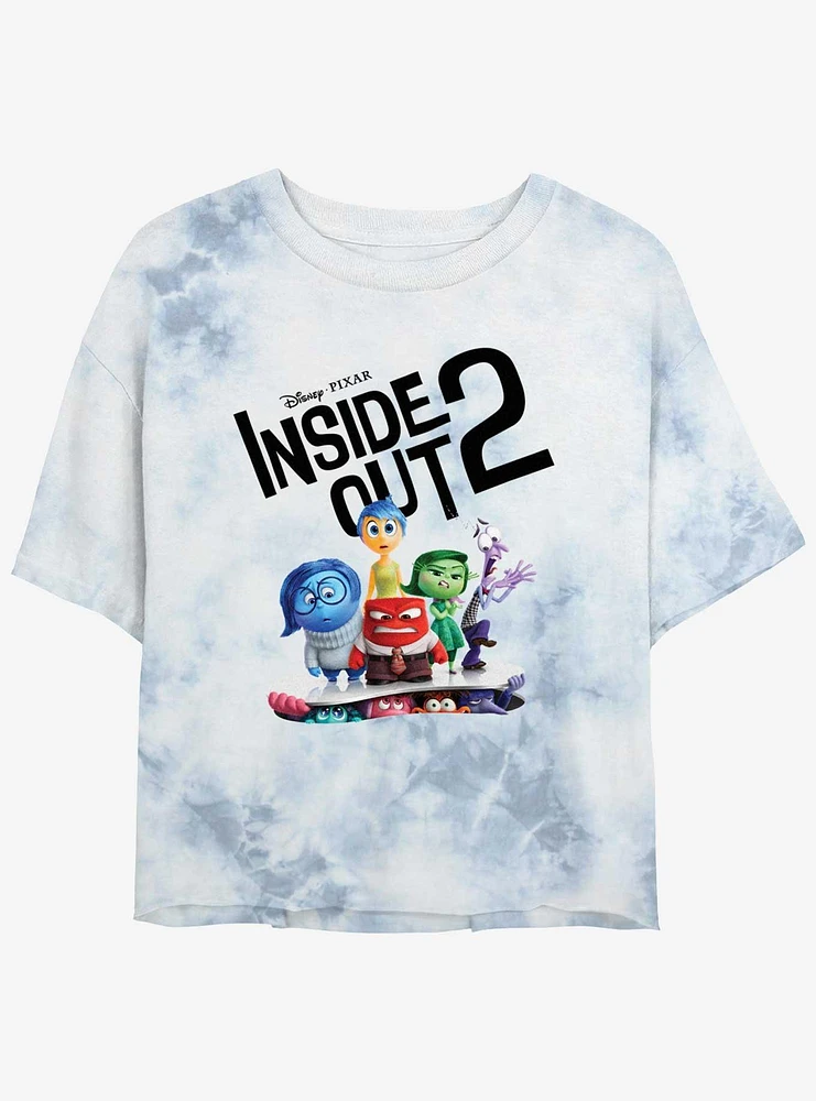 Disney Pixar Inside Out 2 Movie Poster Girls Tie-Dye Crop T-Shirt