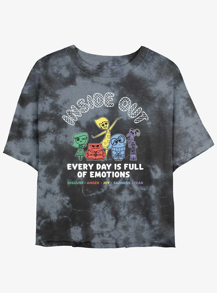 Disney Pixar Inside Out 2 Every Day Emotions Girls Tie-Dye Crop T-Shirt