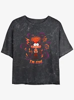 Disney Pixar Inside Out 2 Anxiety I Am Fine Girls Mineral Wash Crop T-Shirt