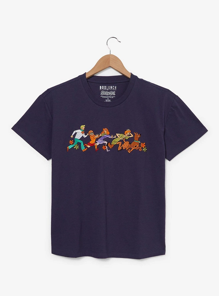 Scooby-Doo! Mystery Gang Running Embroidered Women's T-Shirt — BoxLunch Exclusive