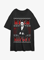 WWE Rhea Ripley Ugly Sweater Pattern Girls Oversized T-Shirt