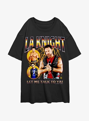 WWE LA Knight Let Me Talk To Ya Collage Girls Oversized T-Shirt