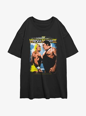 WWE RetroMania Hulk Hogan vs Andre The Giant Girls Oversized T-Shirt