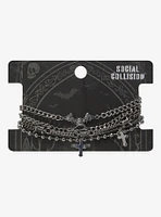 Social Collision Bat Cross Barbed Wire Chain Bracelet Set