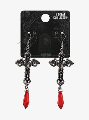 Social Collision Bat Cross Drop Earrings