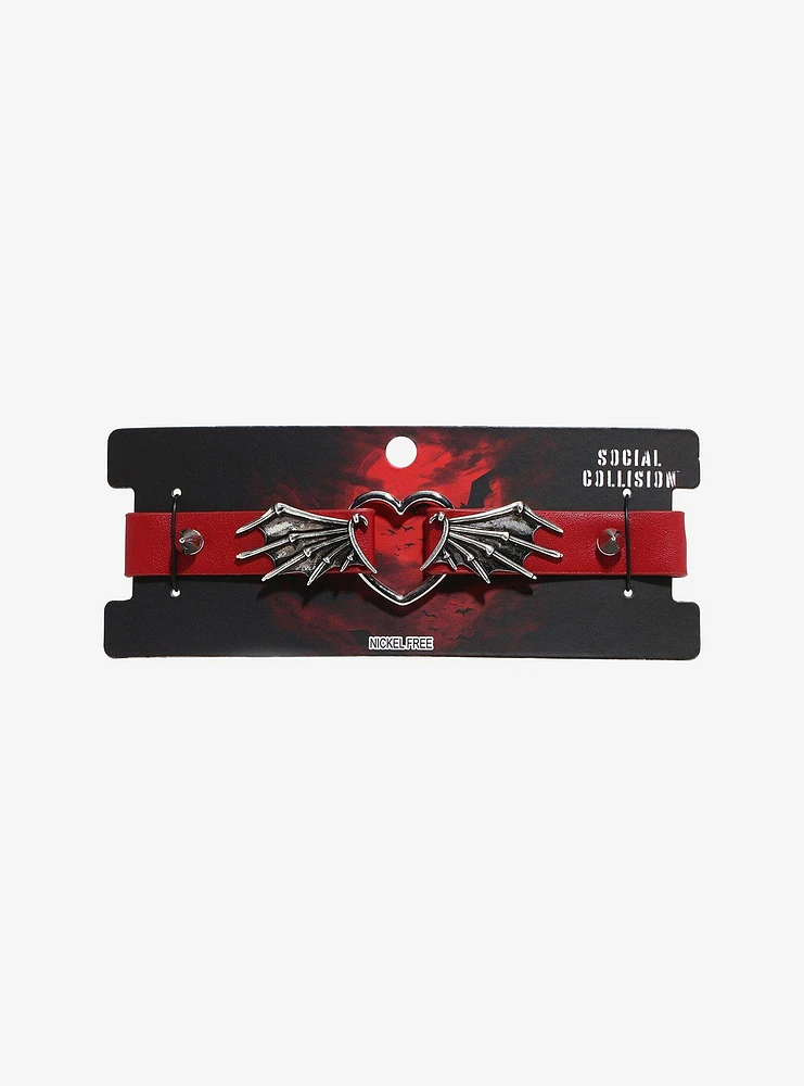 Social Collision Heart Bat Wing Spike Choker